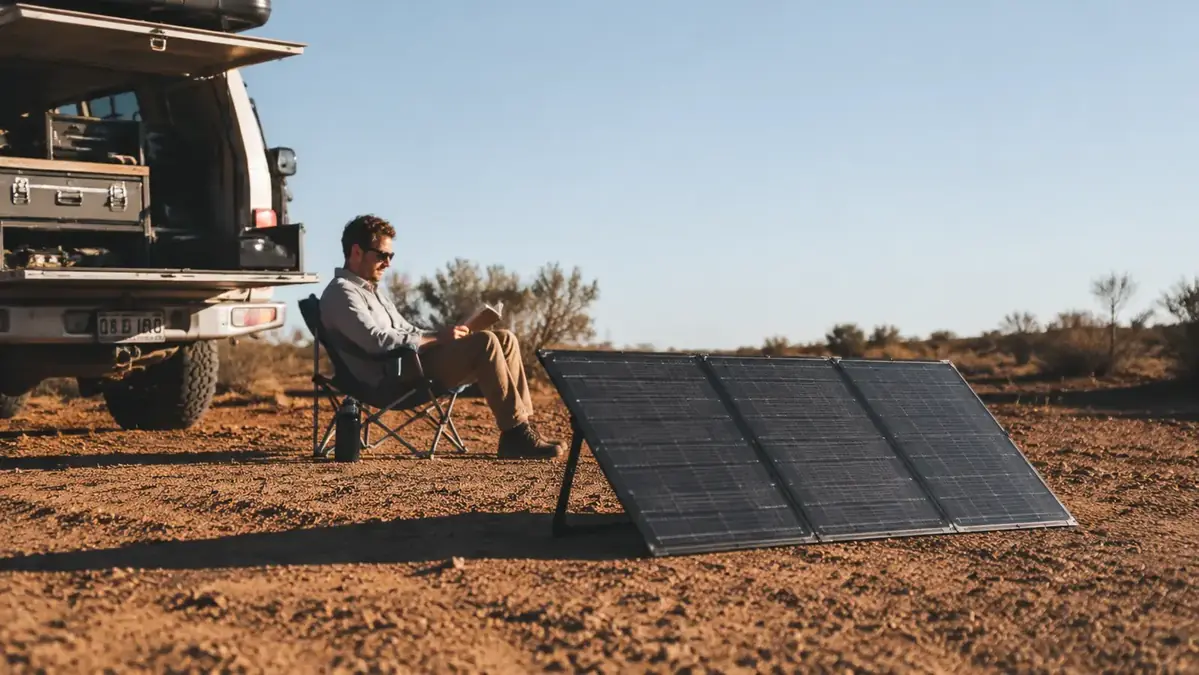 Solar panel tilted at 30 degrees toward the sun with a protractor and shadow angle shown in an outdoor setting